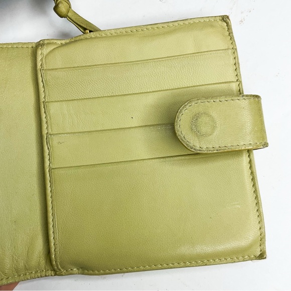 Bottega Veneta Cream Mushroom/Yellow Hue Woven Leather French Flap Wallet - Picture 7 of 10